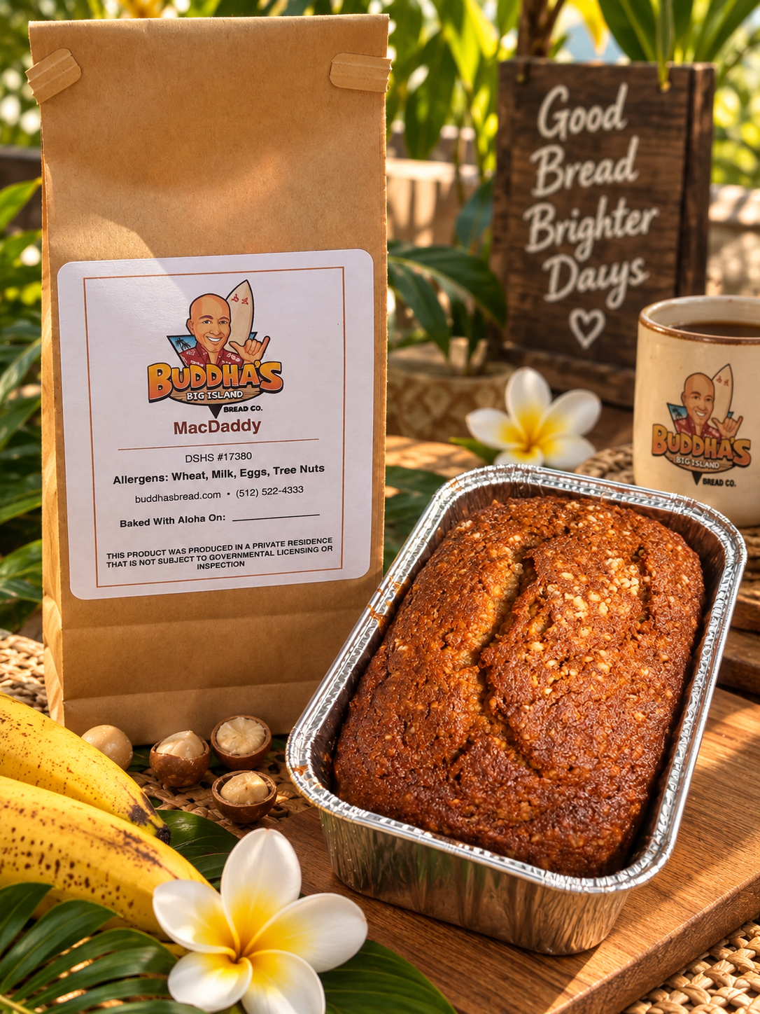 Mac Daddy macadamia nut banana bread loaf